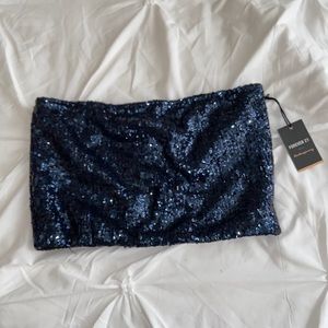 Navy glitter tube top
